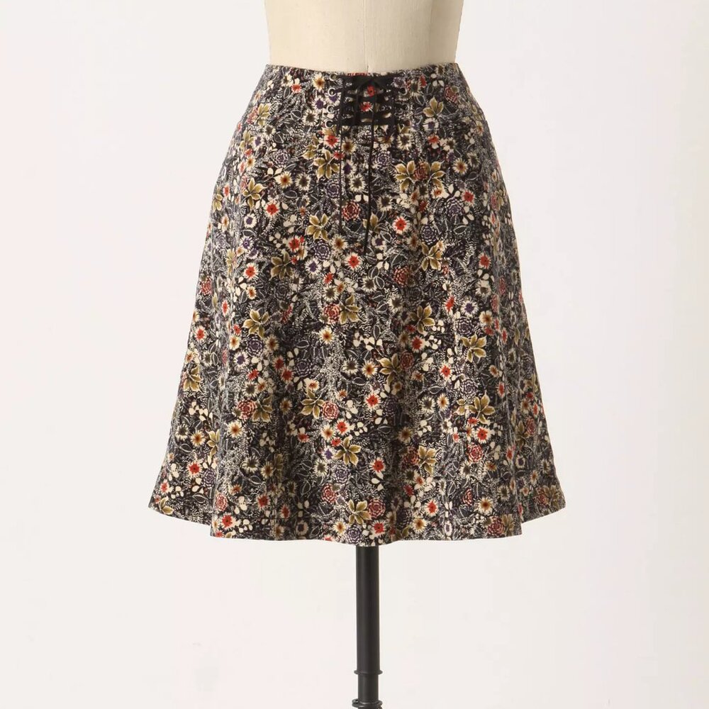 Anthropologie Edme & Esyllte Norwegian Woods Velvet Floral Skirt 2 S NWOT